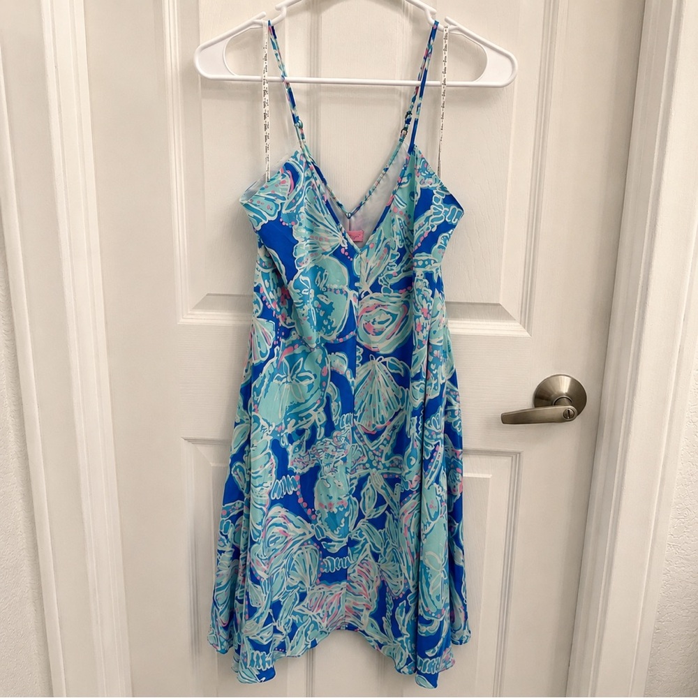 Lilly Pulitzer Blue Tropical Print Slip Dress - XS